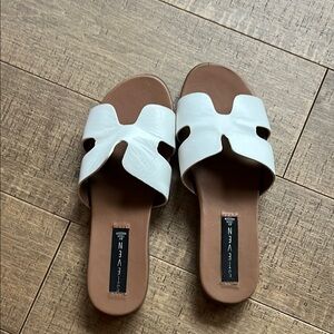 Steven Madden Steve White Leather Slides sandals 6.5 7 7.5